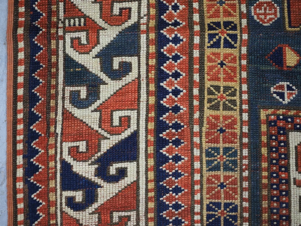 ANTIQUE CAUCASIAN KARACHOV KAZAK, GREEN GROUND, CIRCA 1880. View VII