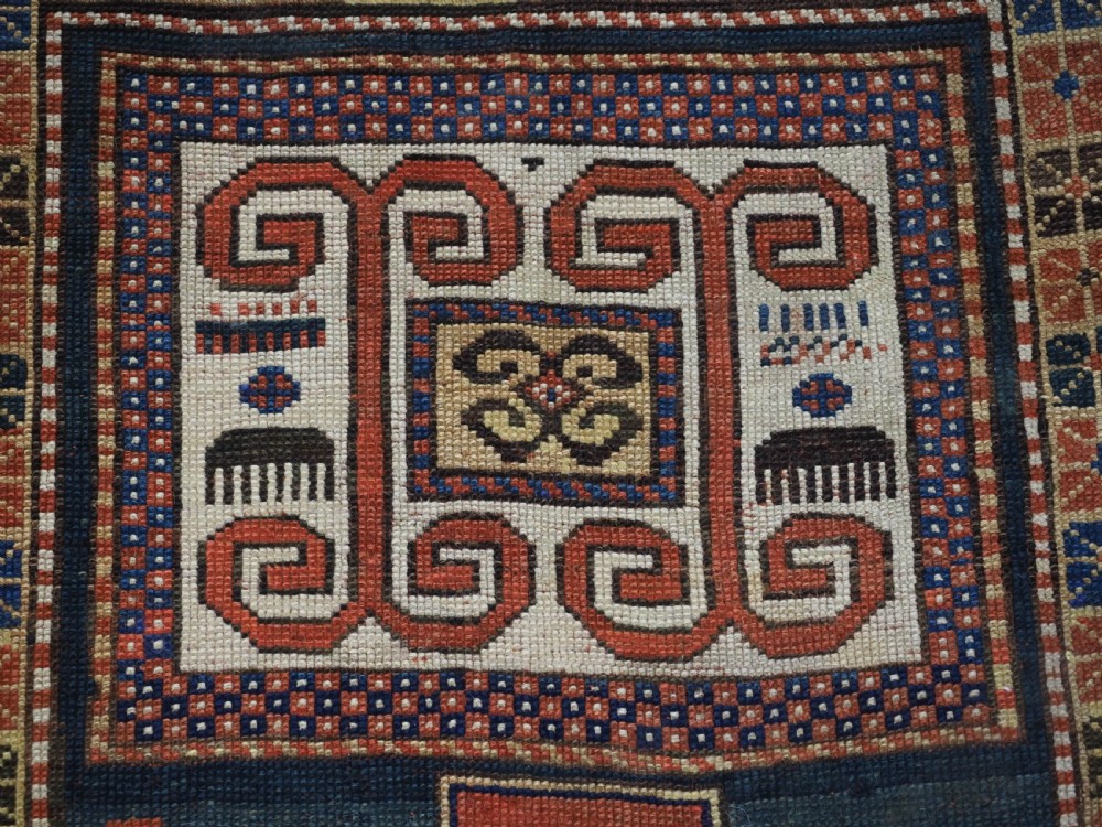 ANTIQUE CAUCASIAN KARACHOV KAZAK, GREEN GROUND, CIRCA 1880. View VIII