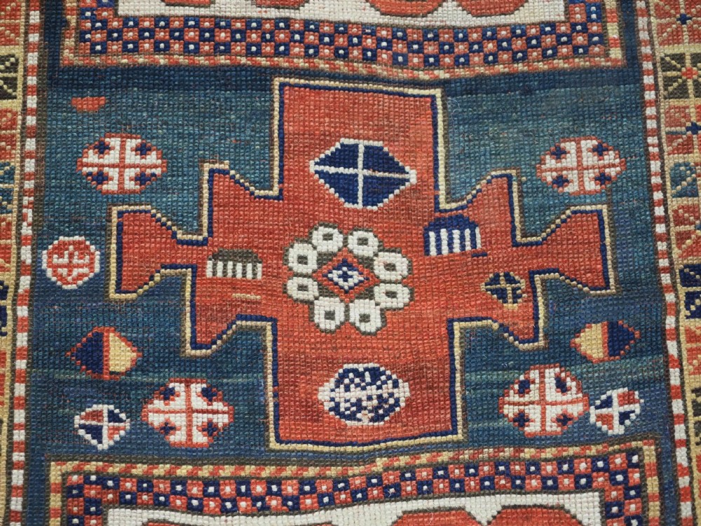 ANTIQUE CAUCASIAN KARACHOV KAZAK, GREEN GROUND, CIRCA 1880. View IX