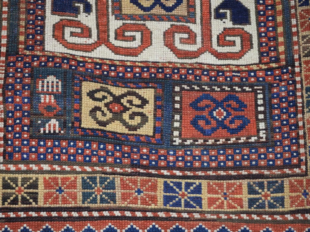 ANTIQUE CAUCASIAN KARACHOV KAZAK, GREEN GROUND, CIRCA 1880. View XI