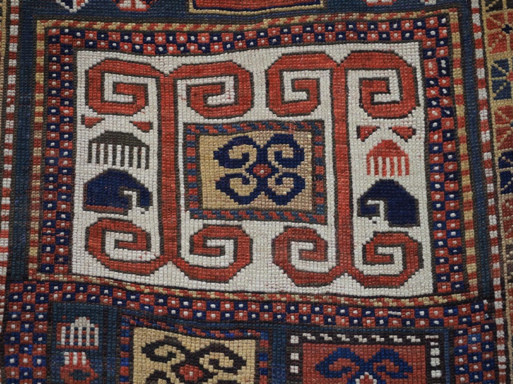 ANTIQUE CAUCASIAN KARACHOV KAZAK, GREEN GROUND, CIRCA 1880. View XIII