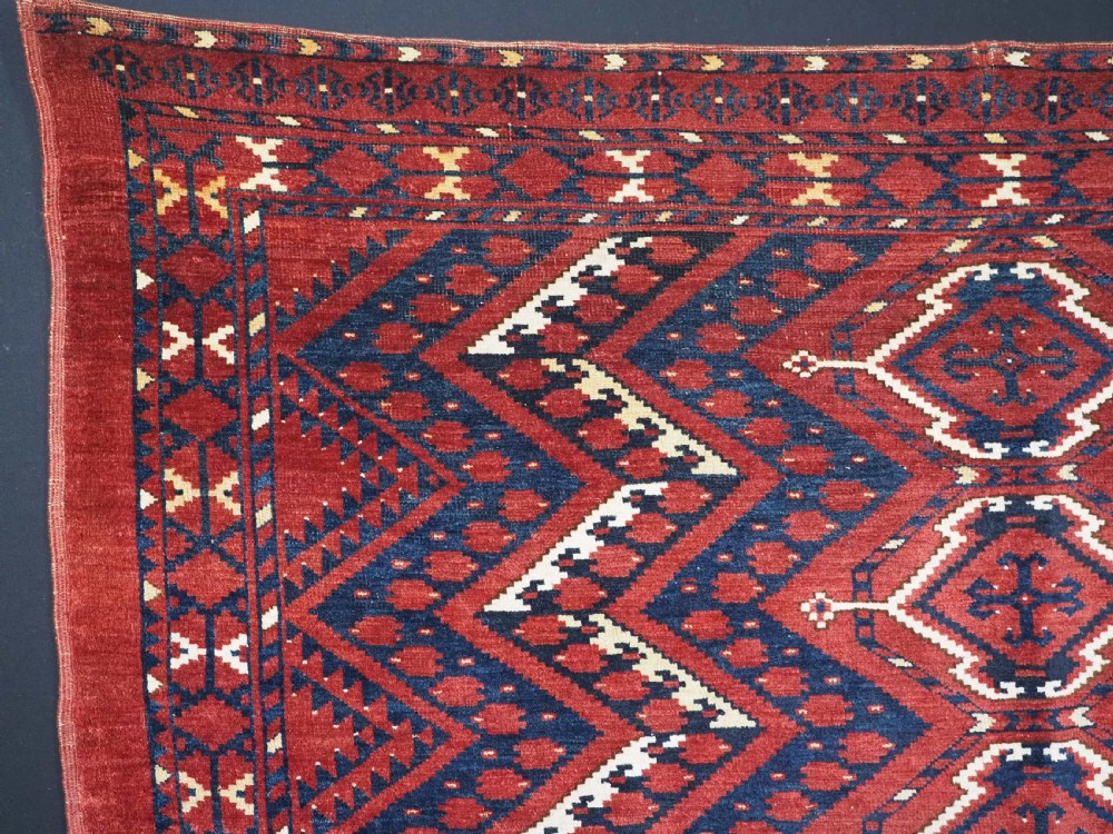 ANTIQUE ERSARI BESHIR TURKMEN CHUVAL FACE WITH IKAT DESIGN, CIRCA 1880. View II