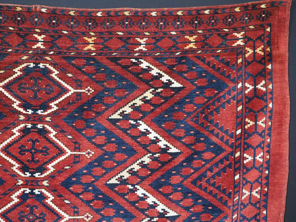 ANTIQUE ERSARI BESHIR TURKMEN CHUVAL FACE WITH IKAT DESIGN, CIRCA 1880. View III