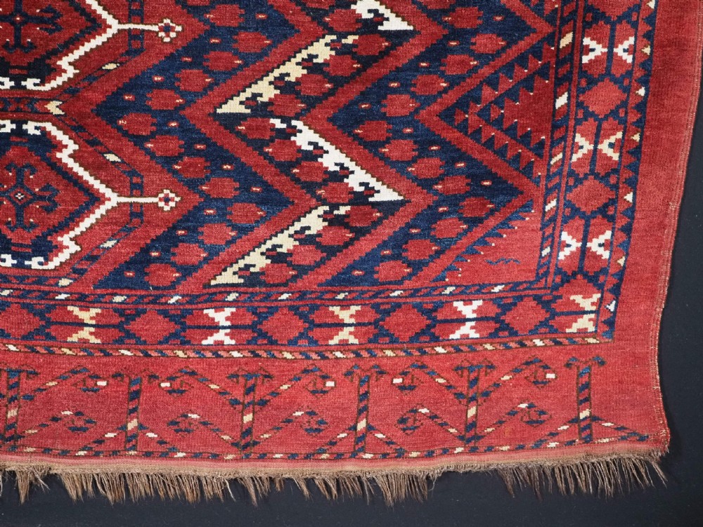 ANTIQUE ERSARI BESHIR TURKMEN CHUVAL FACE WITH IKAT DESIGN, CIRCA 1880. View V