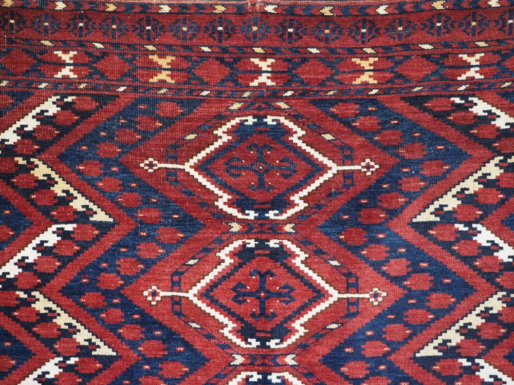 ANTIQUE ERSARI BESHIR TURKMEN CHUVAL FACE WITH IKAT DESIGN, CIRCA 1880. View VI