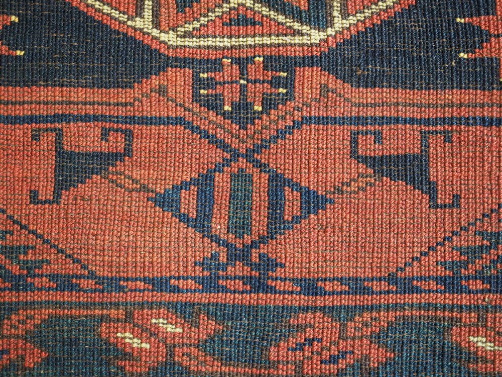 ANTIQUE ERSARI TURKMEN TORBA WITH STAR IN OCTAGON DESIGN, LARGE SIZE, CIRCA 1880. View VII