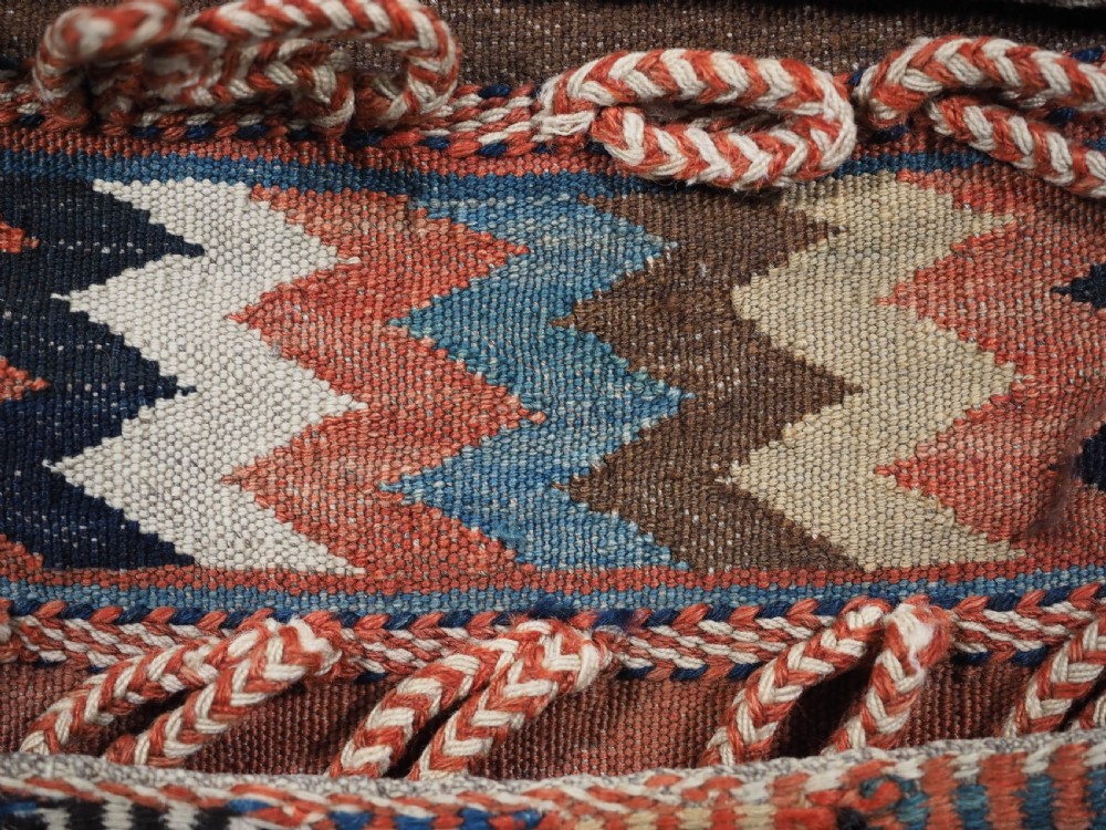 ANTIQUE QASHQAI TRIBAL KHORJIN, SADDLE BAGS COMPLTE WITH DECORATIVE BACKS, CIRCA 1900. View VII