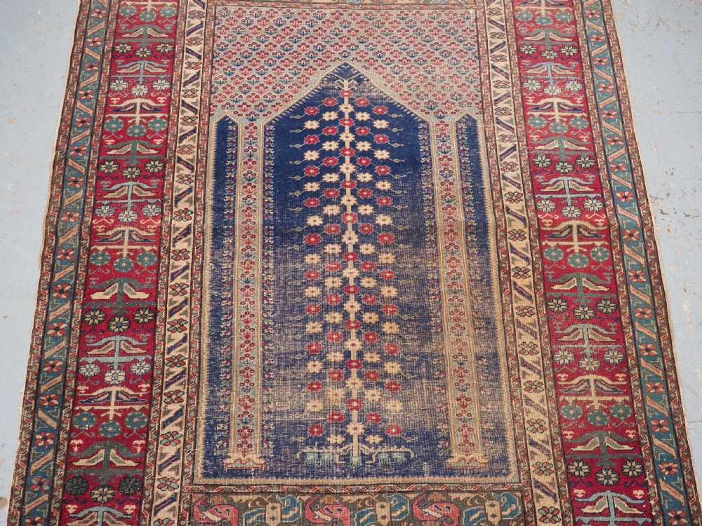 ANTIQUE TURKISH KULA VILLAGE PRAYER RUG, UNUSUAL DESIGN, 2ND HALF 19TH CENTURY. View V