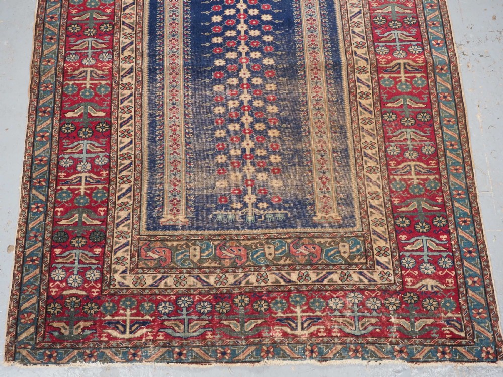 ANTIQUE TURKISH KULA VILLAGE PRAYER RUG, UNUSUAL DESIGN, 2ND HALF 19TH CENTURY. View VI