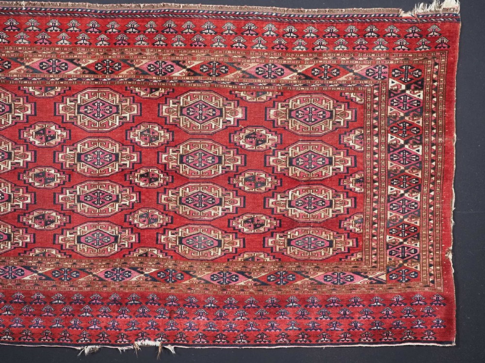 ANTIQUE SARYK TURKMEN CHUVAL FACE, COTTON AND COCHINEAL HIGHLIGHTS, 2ND HALF 19TH CENT. View III