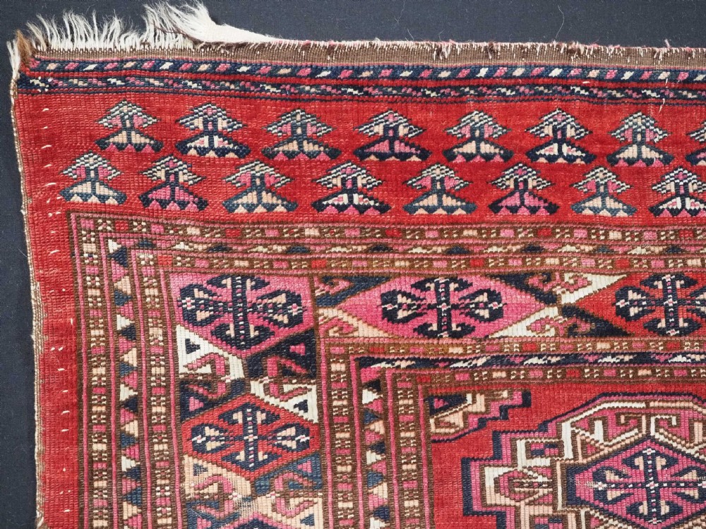 ANTIQUE SARYK TURKMEN CHUVAL FACE, COTTON AND COCHINEAL HIGHLIGHTS, 2ND HALF 19TH CENT. View IV