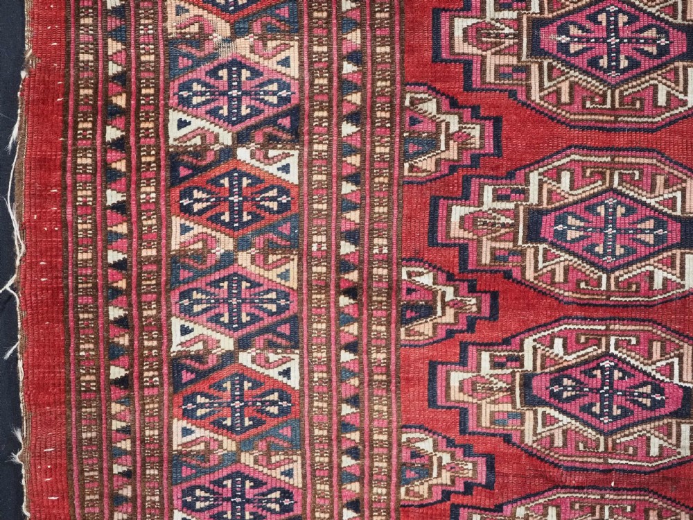 ANTIQUE SARYK TURKMEN CHUVAL FACE, COTTON AND COCHINEAL HIGHLIGHTS, 2ND HALF 19TH CENT. View V