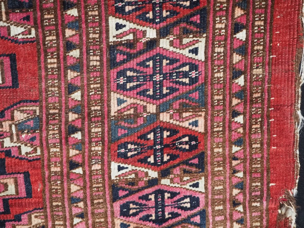 ANTIQUE SARYK TURKMEN CHUVAL FACE, COTTON AND COCHINEAL HIGHLIGHTS, 2ND HALF 19TH CENT. View X
