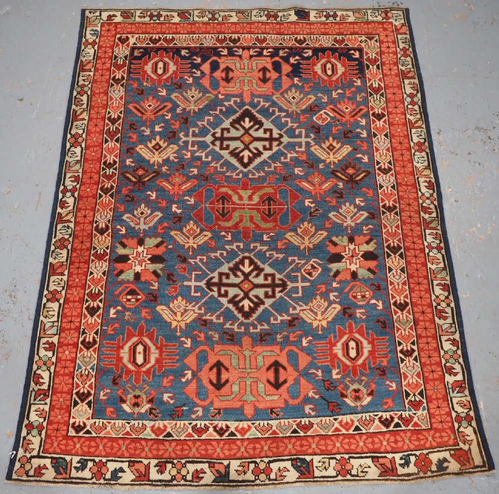 ANTIQUE CAUCASIAN SEICHUR RUG, OUTSTANDING DESIGN & COLOUR, CIRCA 1890.