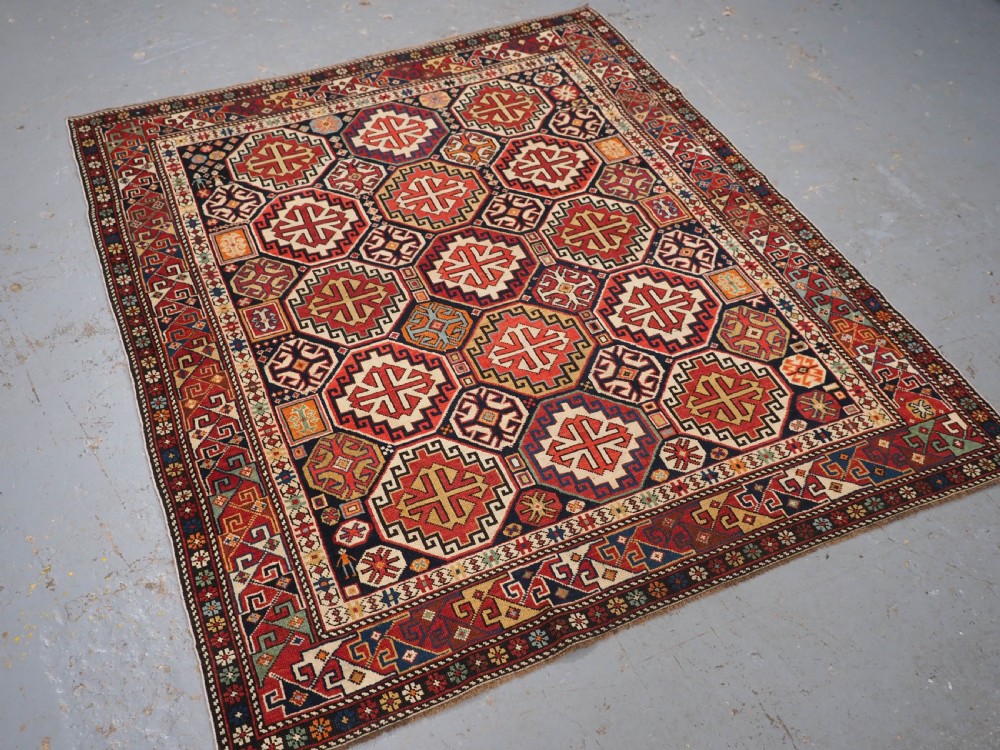 ANTIQUE CAUCASIAN SHIRVAN RUG WITH OCTAGON LATTICE DESIGN, CIRCA 1890. View II