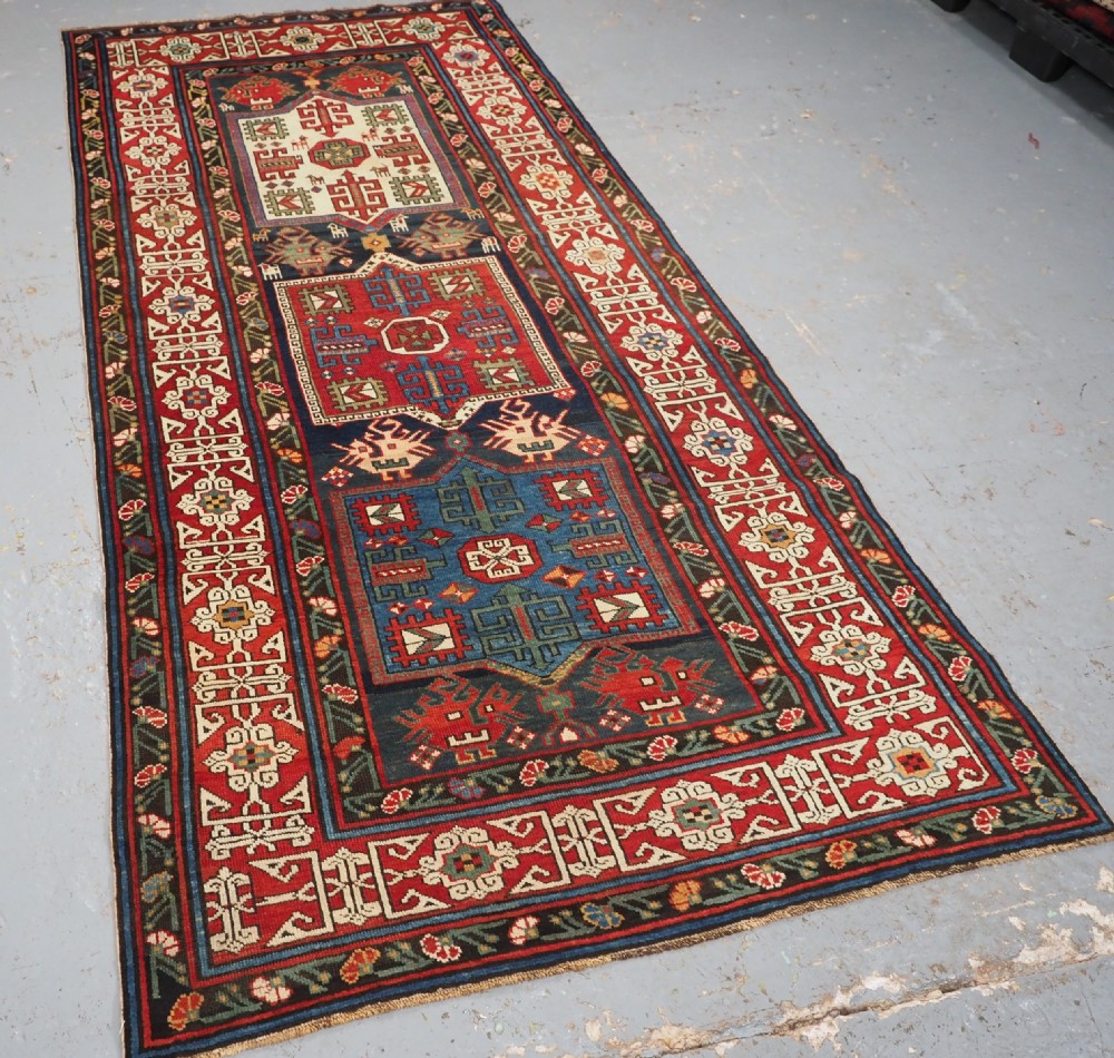 ANTIQUE CAUCASIAN SHIRVAN KUBA REGION LONG RUG, CIRCA 1890. View II