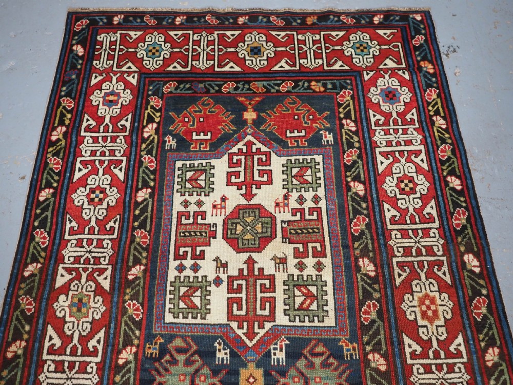 ANTIQUE CAUCASIAN SHIRVAN KUBA REGION LONG RUG, CIRCA 1890. View III