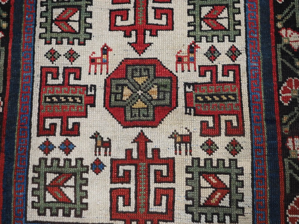 ANTIQUE CAUCASIAN SHIRVAN KUBA REGION LONG RUG, CIRCA 1890. View IX