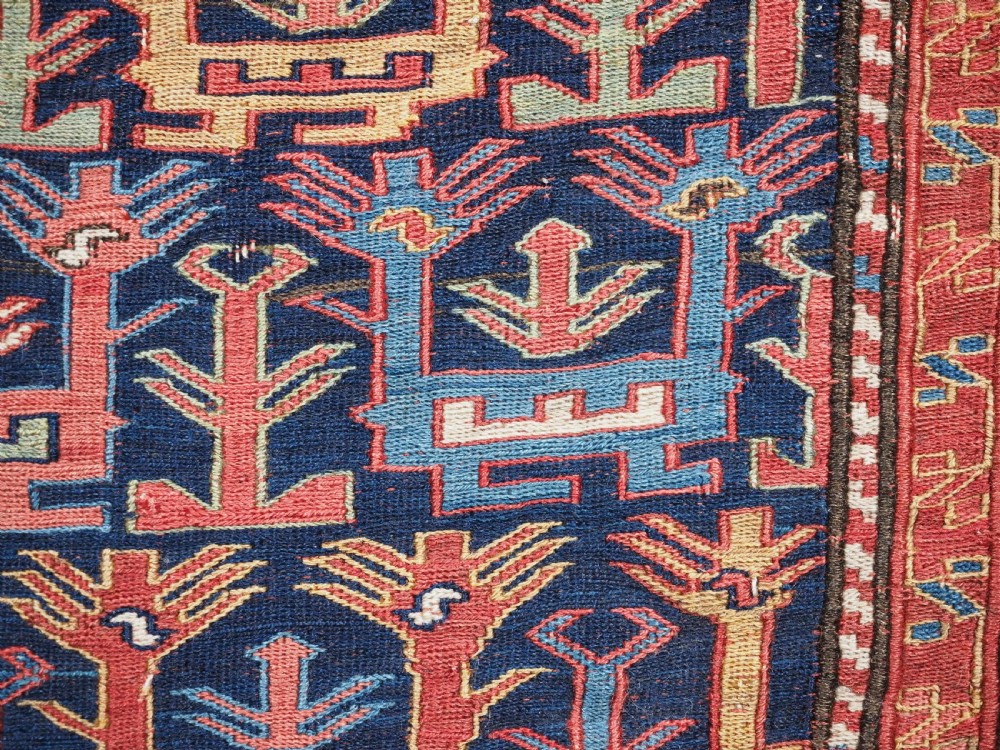 ANTIQUE SHAHSAVAN SOUMAK BAG FACE WITH BIRD DESIGN, MID 19TH CENTURY. View VI