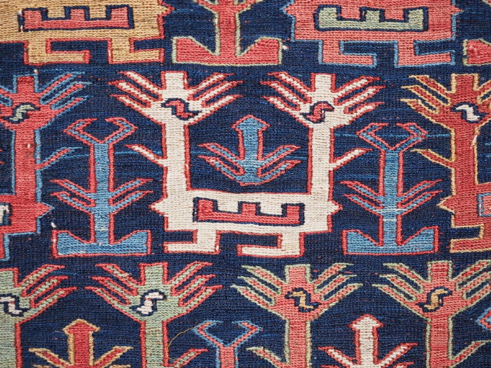 ANTIQUE SHAHSAVAN SOUMAK BAG FACE WITH BIRD DESIGN, MID 19TH CENTURY. View XI