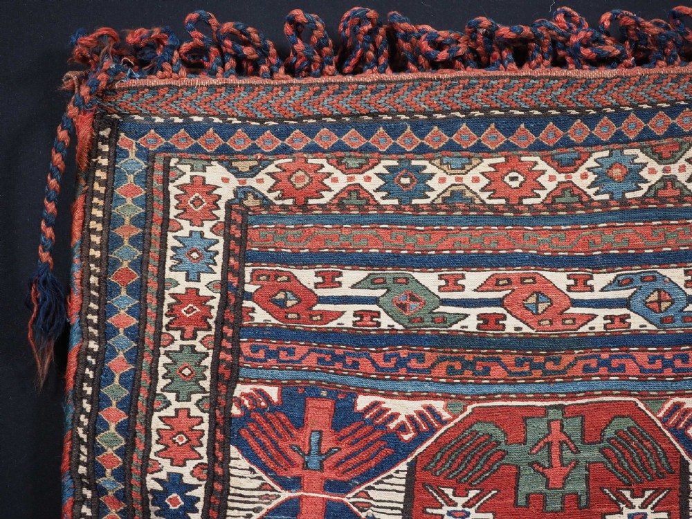 ANTIQUE SHAHSAVAN SADDLE BAG FACE IN SOUMAK TECHNIQUE, COMPLETE WITH BACK (a), CIRCA 1880. View II