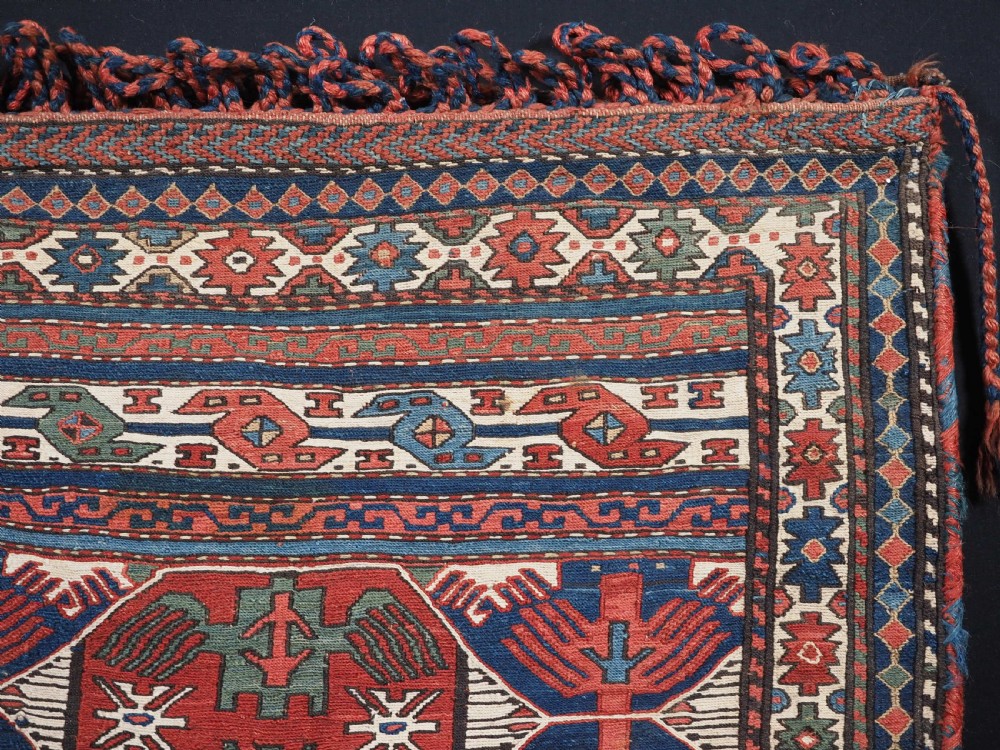 ANTIQUE SHAHSAVAN SADDLE BAG FACE IN SOUMAK TECHNIQUE, COMPLETE WITH BACK (a), CIRCA 1880. View III