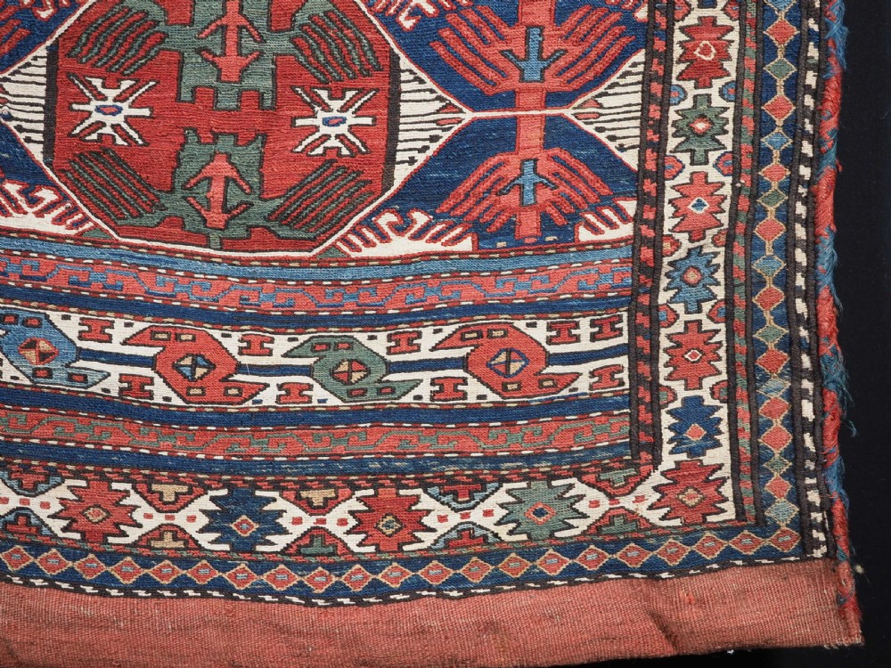 ANTIQUE SHAHSAVAN SADDLE BAG FACE IN SOUMAK TECHNIQUE, COMPLETE WITH BACK (a), CIRCA 1880. View V