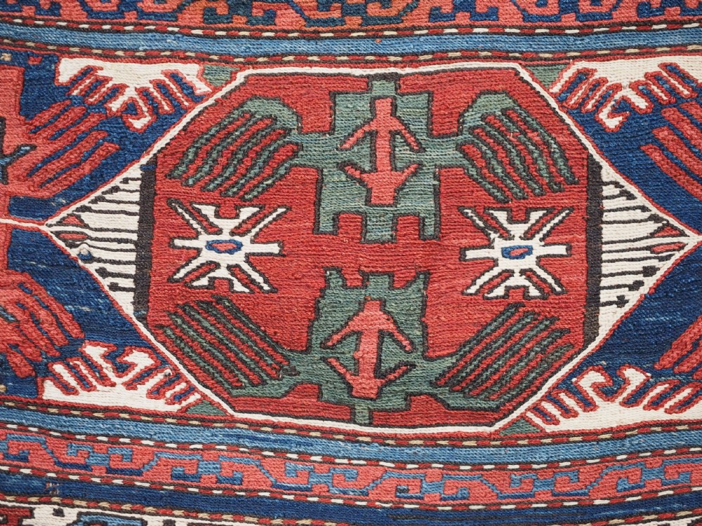 ANTIQUE SHAHSAVAN SADDLE BAG FACE IN SOUMAK TECHNIQUE, COMPLETE WITH BACK (a), CIRCA 1880. View VIII