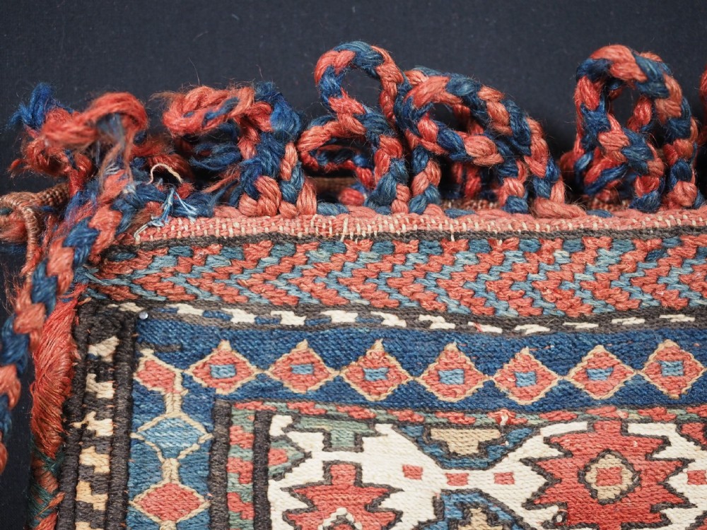 ANTIQUE SHAHSAVAN SADDLE BAG FACE IN SOUMAK TECHNIQUE, COMPLETE WITH BACK (a), CIRCA 1880. View XII