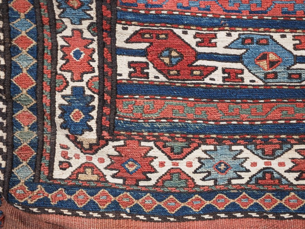 ANTIQUE SHAHSAVAN SADDLE BAG FACE IN SOUMAK TECHNIQUE, COMPLETE WITH BACK (a), CIRCA 1880. View XIII