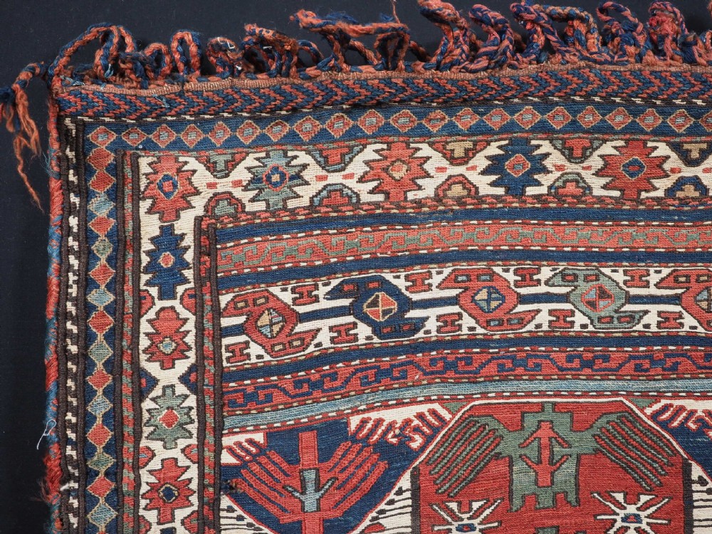 ANTIQUE SHAHSAVAN SADDLE BAG FACE IN SOUMAK TECHNIQUE, COMPLETE WITH BACK (b), CIRCA 1880. View II