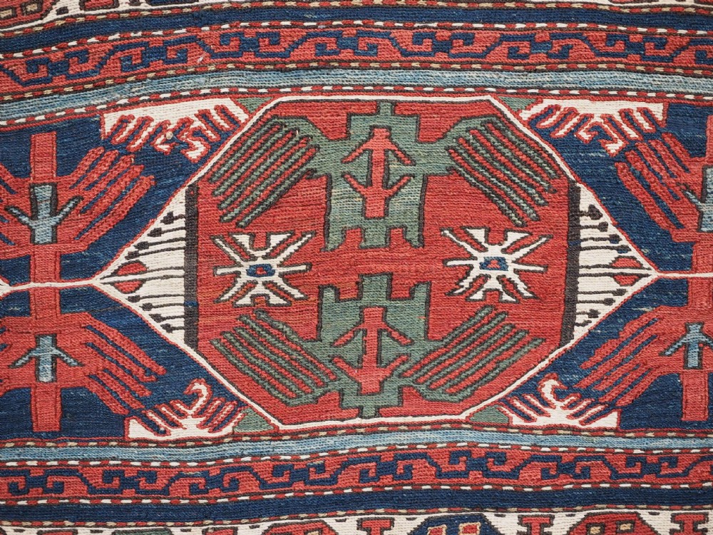 ANTIQUE SHAHSAVAN SADDLE BAG FACE IN SOUMAK TECHNIQUE, COMPLETE WITH BACK (b), CIRCA 1880. View III