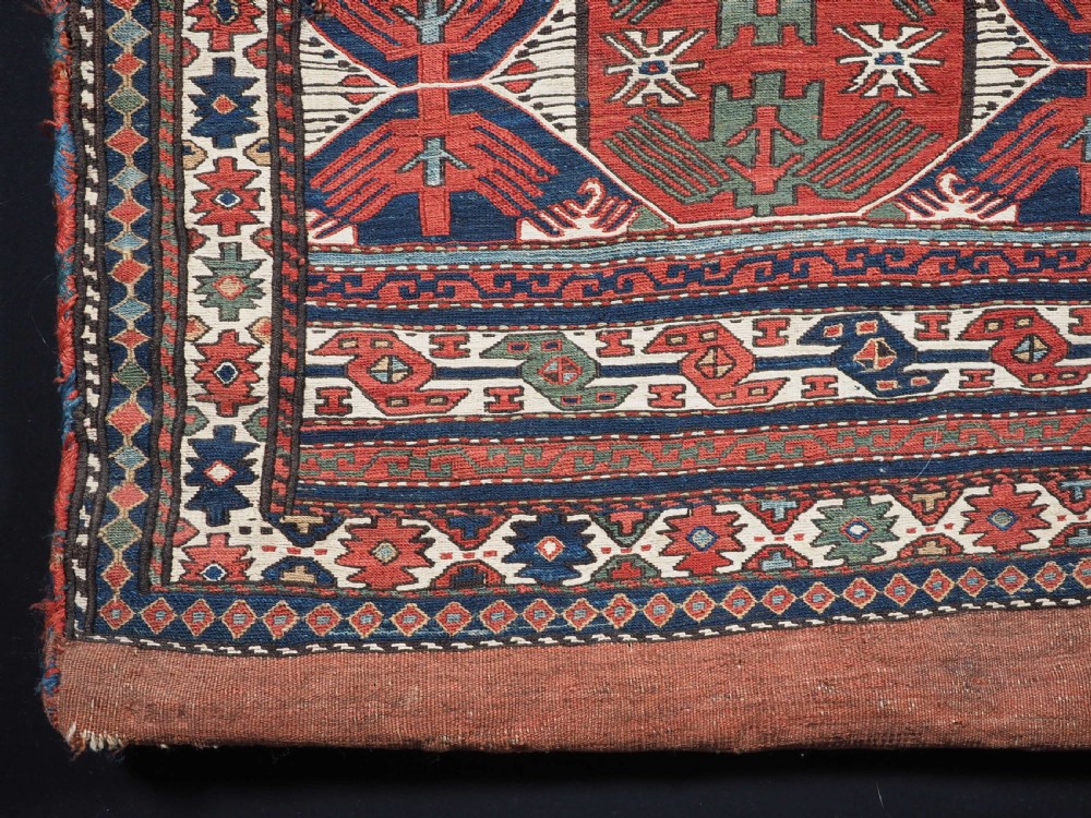 ANTIQUE SHAHSAVAN SADDLE BAG FACE IN SOUMAK TECHNIQUE, COMPLETE WITH BACK (b), CIRCA 1880. View IV