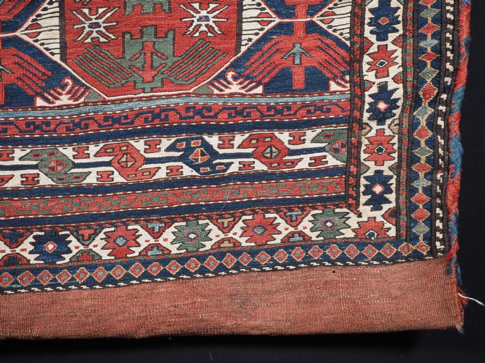 ANTIQUE SHAHSAVAN SADDLE BAG FACE IN SOUMAK TECHNIQUE, COMPLETE WITH BACK (b), CIRCA 1880. View V