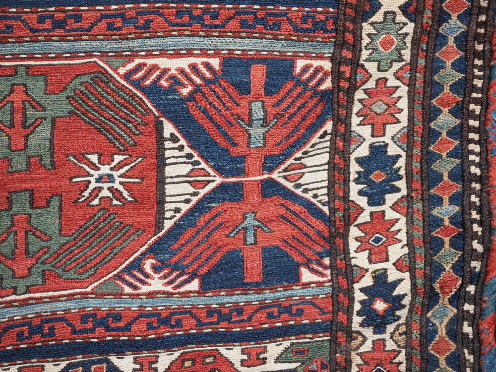 ANTIQUE SHAHSAVAN SADDLE BAG FACE IN SOUMAK TECHNIQUE, COMPLETE WITH BACK (b), CIRCA 1880. View VI