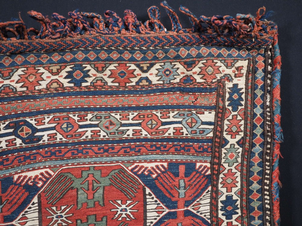 ANTIQUE SHAHSAVAN SADDLE BAG FACE IN SOUMAK TECHNIQUE, COMPLETE WITH BACK (b), CIRCA 1880. View VIII