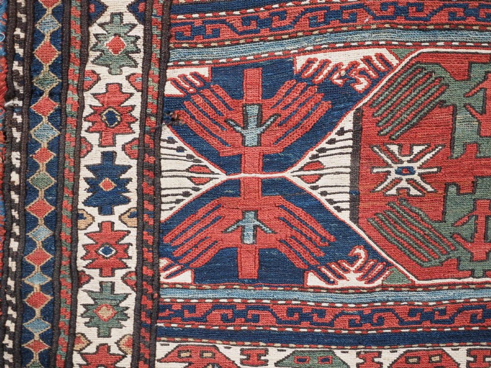 ANTIQUE SHAHSAVAN SADDLE BAG FACE IN SOUMAK TECHNIQUE, COMPLETE WITH BACK (b), CIRCA 1880. View XI
