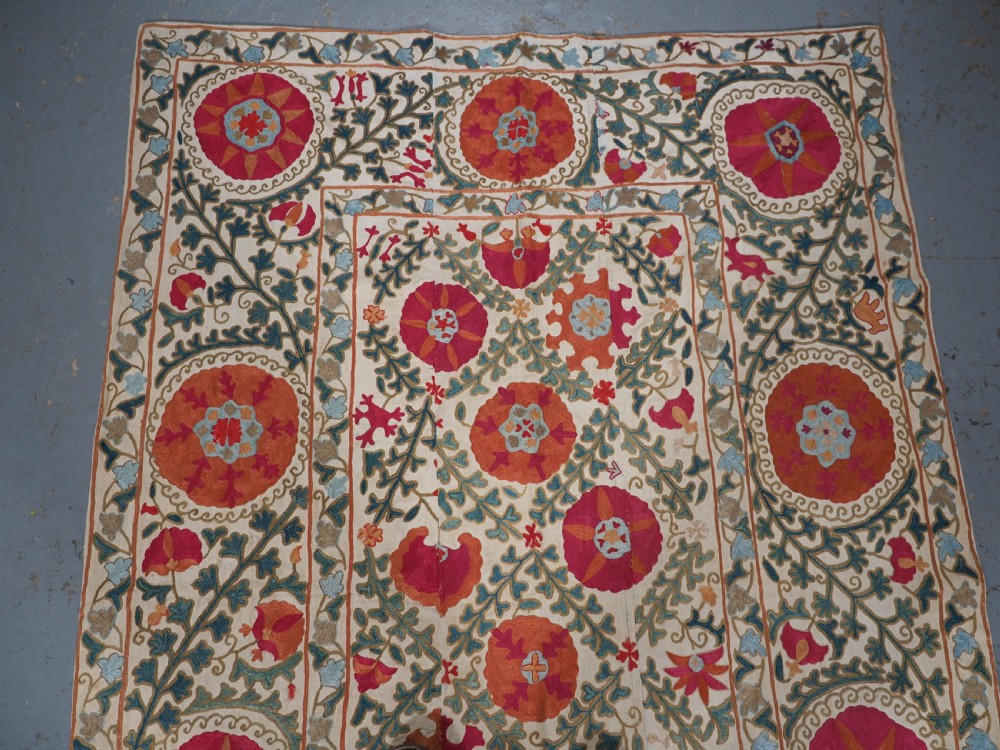 ANTIQUE UZBECK BOKHARA 'NIM' SUZANI, SUPERB COLOUR AND CONDITION, CIRCA 1850. View III