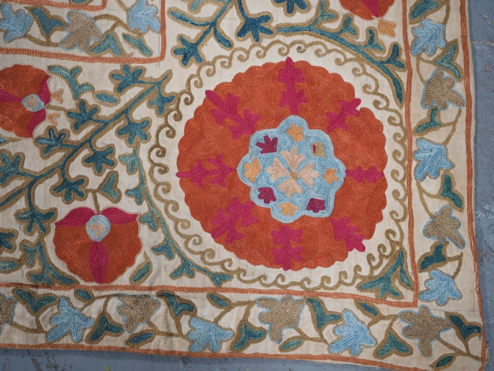 ANTIQUE UZBECK BOKHARA 'NIM' SUZANI, SUPERB COLOUR AND CONDITION, CIRCA 1850. View VI