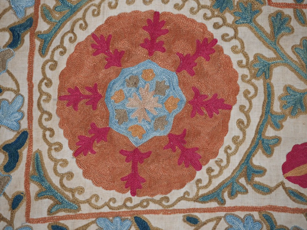 ANTIQUE UZBECK BOKHARA 'NIM' SUZANI, SUPERB COLOUR AND CONDITION, CIRCA 1850. View VII