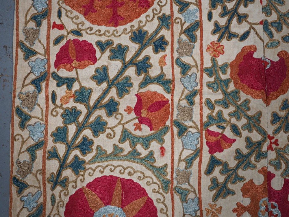 ANTIQUE UZBECK BOKHARA 'NIM' SUZANI, SUPERB COLOUR AND CONDITION, CIRCA 1850. View X