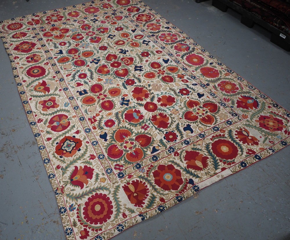 ANTIQUE UZBECK BOKHARA SUZANI, SUPERB COLOUR AND CONDITION, CIRCA 1850. View II