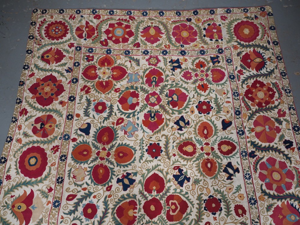 ANTIQUE UZBECK BOKHARA SUZANI, SUPERB COLOUR AND CONDITION, CIRCA 1850. View III