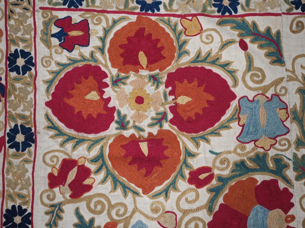 ANTIQUE UZBECK BOKHARA SUZANI, SUPERB COLOUR AND CONDITION, CIRCA 1850. View IX