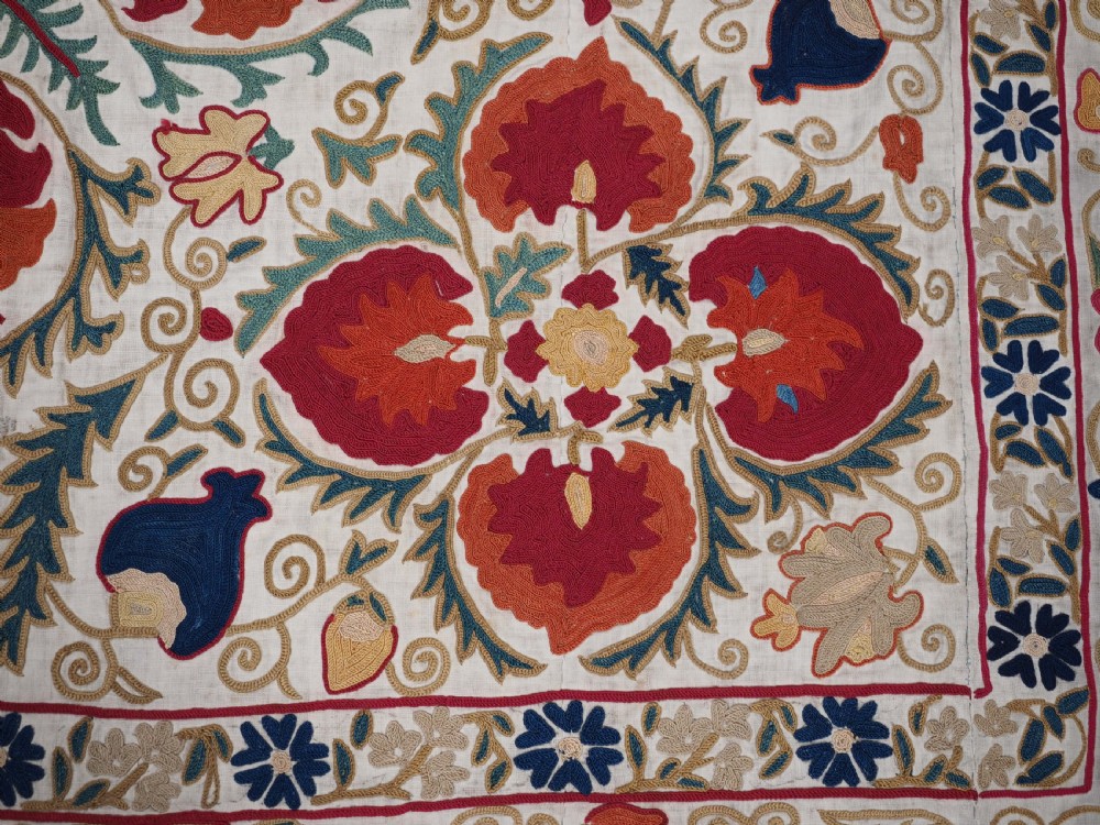 ANTIQUE UZBECK BOKHARA SUZANI, SUPERB COLOUR AND CONDITION, CIRCA 1850. View XI