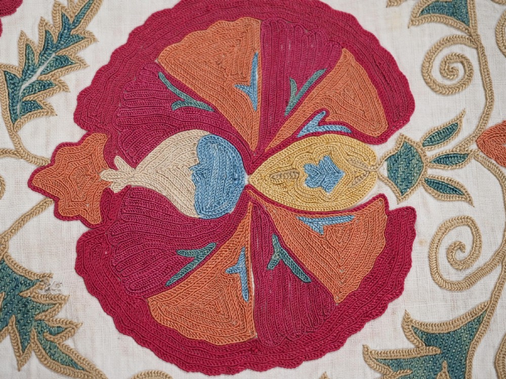 ANTIQUE UZBECK BOKHARA SUZANI, SUPERB COLOUR AND CONDITION, CIRCA 1850. View XII