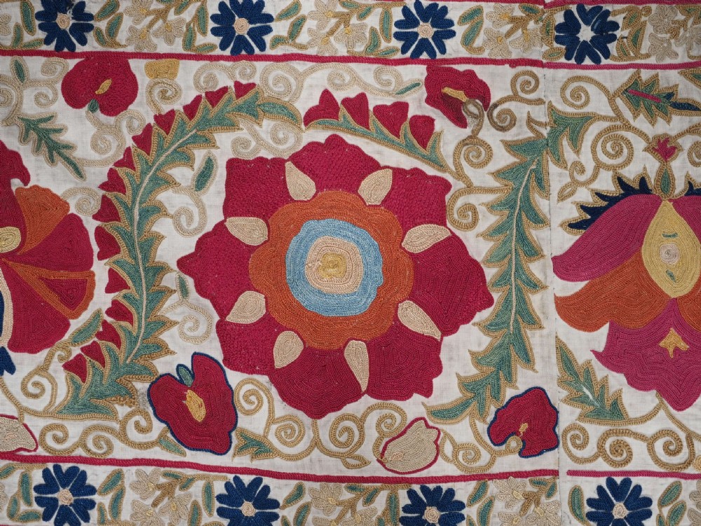 ANTIQUE UZBECK BOKHARA SUZANI, SUPERB COLOUR AND CONDITION, CIRCA 1850. View XIV