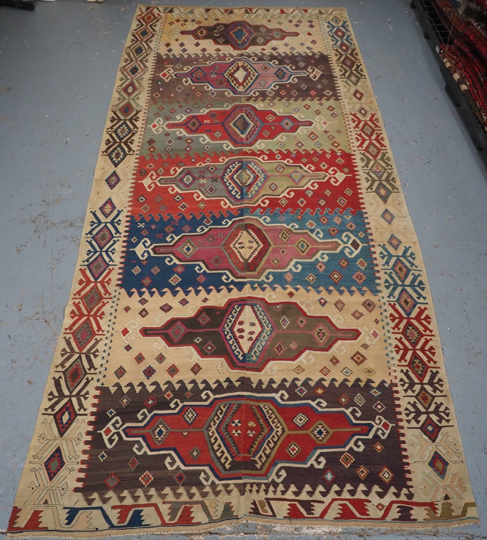 ANTIQUE TURKISH KONYA TWO PART KILIM, OUTSTANDING COLOUR, 2ND HALF 19TH CENTURY. View III