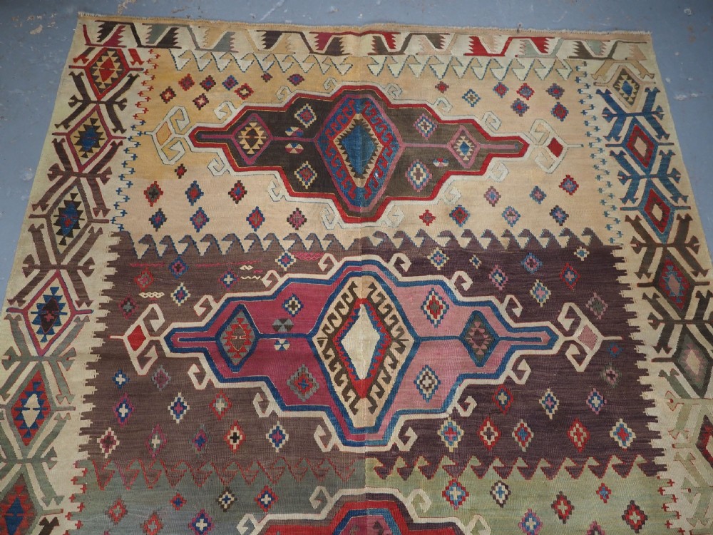 ANTIQUE TURKISH KONYA TWO PART KILIM, OUTSTANDING COLOUR, 2ND HALF 19TH CENTURY. View IV