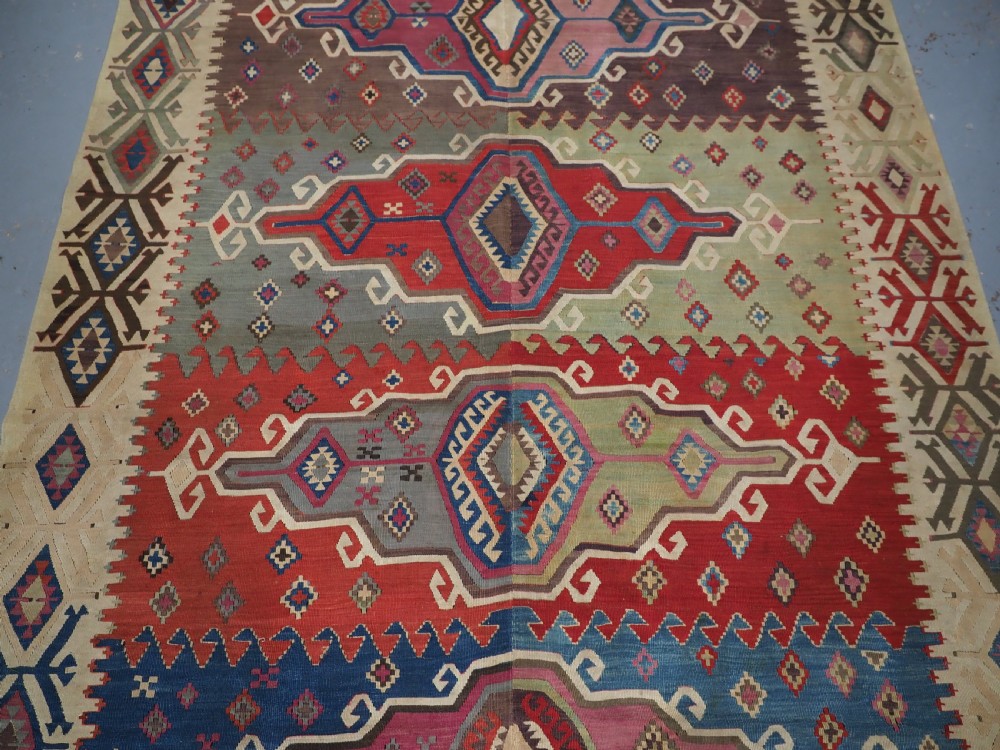 ANTIQUE TURKISH KONYA TWO PART KILIM, OUTSTANDING COLOUR, 2ND HALF 19TH CENTURY. View V